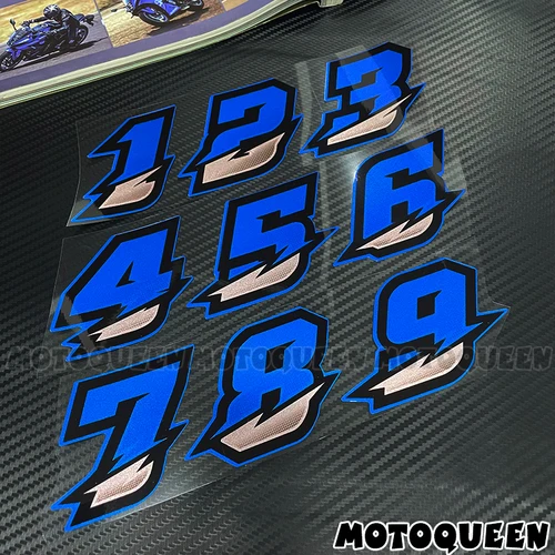 Imagen 2 del producto Pegatinas de números para motocicleta de carreras, árabe, DIY, 123456789, cubierta lateral para tanque de combustible, carenado, casco, calcomanía para Motocross, moto y coche