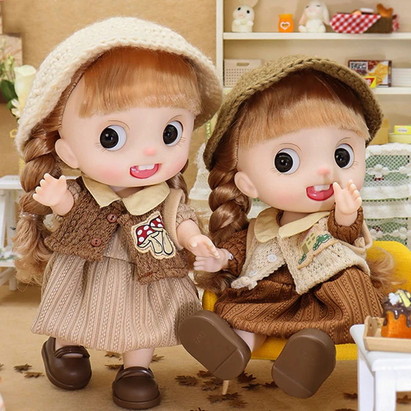 Dolls Toys Girl Doll With Big Head Cute Bunny Girl Long Eared Rabbit Big Eyed Rabbit Teeth Christmas Festival Gift Chinese 1/6