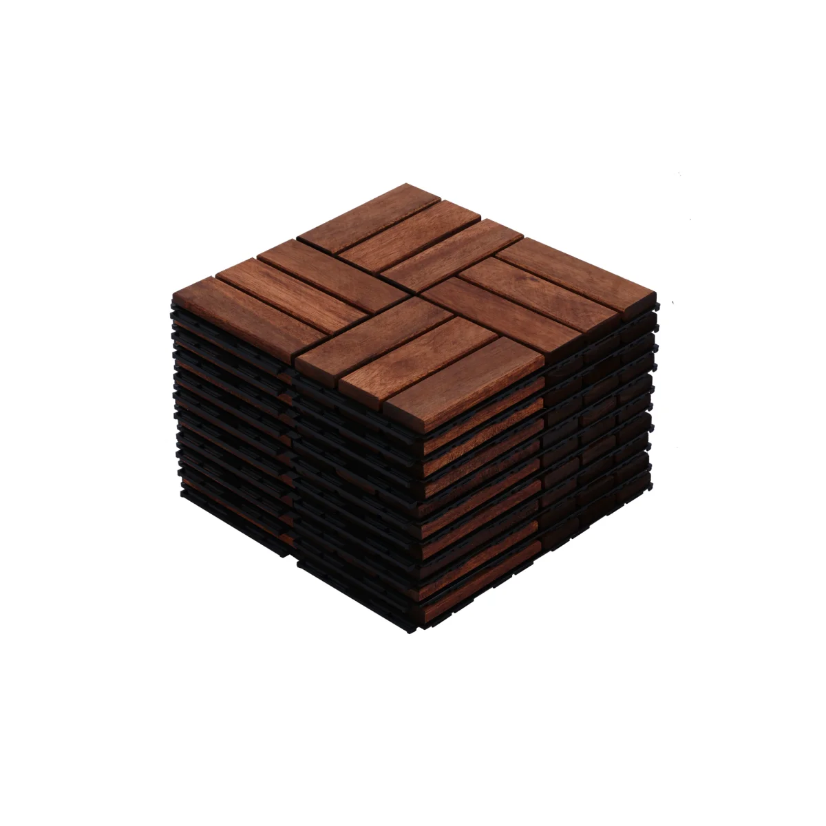 Acacia Wood Interlocking Deck Tiles Checker Pattern, 10PCS 12" x 12" Square Brown Acacia Hardwood Outdoor Flooring for Patio, Bancony, Pool Side,...    RR