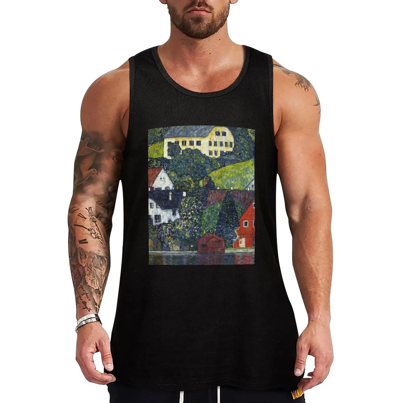 

Gustav Klimt - Houses At Unterach On The Attersee Tank Top anime t-shirts vests for men