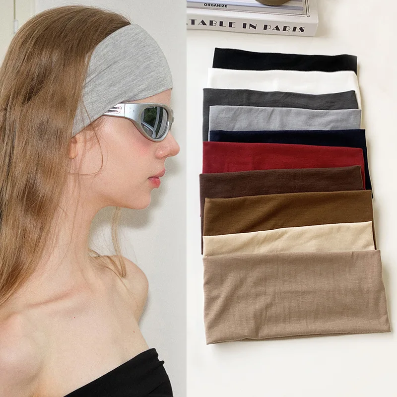 

Solid Color Wide Cotton Sport Headband for Women Girls Simple Yoga Fitness Headband Going Out Street Wear Running Head Covers