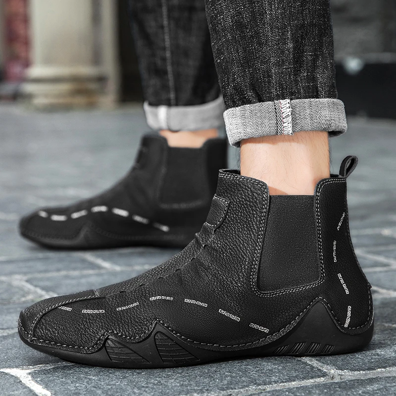 

Men Boots Shoes Handmade Outdoor Sneakers Soft SoleComfortable Men's Ankle Boots Male Casual Flat Short Boots