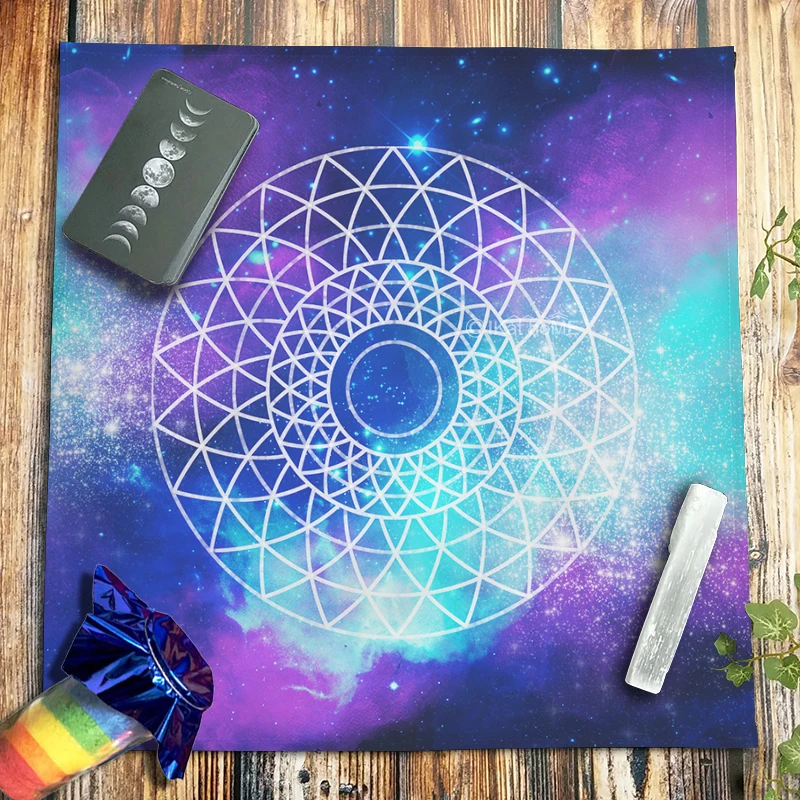 Psychedelic Galaxy Star Velvet Tarot Tablecloth Geometric Altar Cloth Divination Witchcraft Astrology Board Game Oracle Card Pad