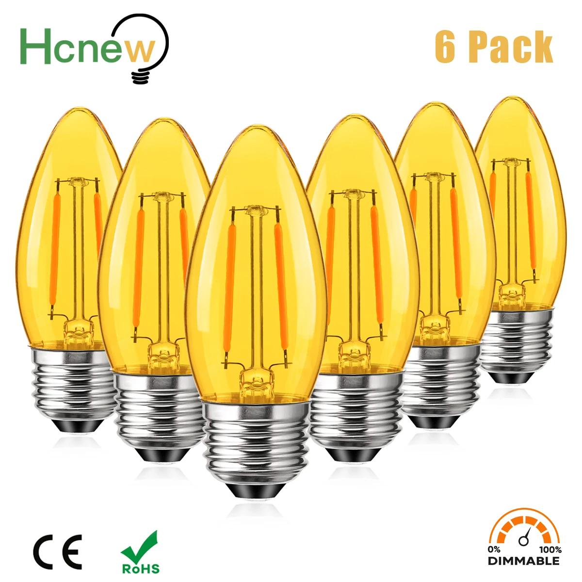 

Amber Candle C35 E27 Led Bulb 220V 2W Dimmable 2000K Warm White Replaceable Chandelier Indoor Retro Filament Lamp Vintage Decor