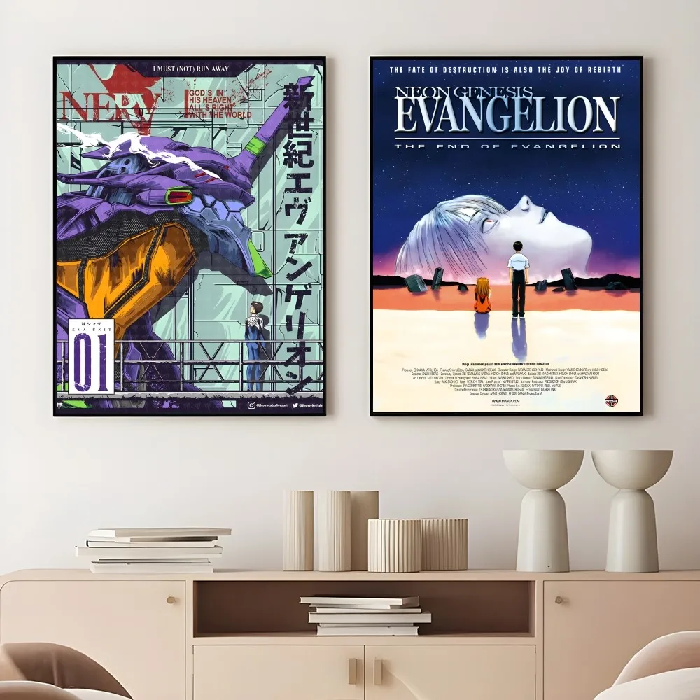 Anime N-Neon G-Genesis E-EvangelionS Cool Poster Sticky Wall Art Printing Waterproof Home Living Bed Room Bar Aesthetic Decor