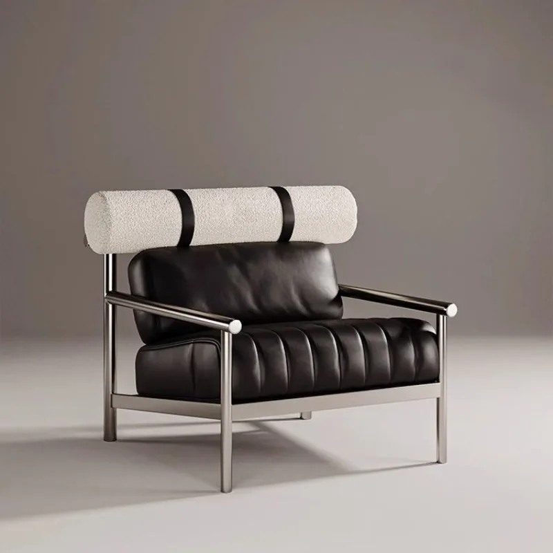 

Single chair designer living room simple sofa chair medieval creative stainless steel lounge chair reception room