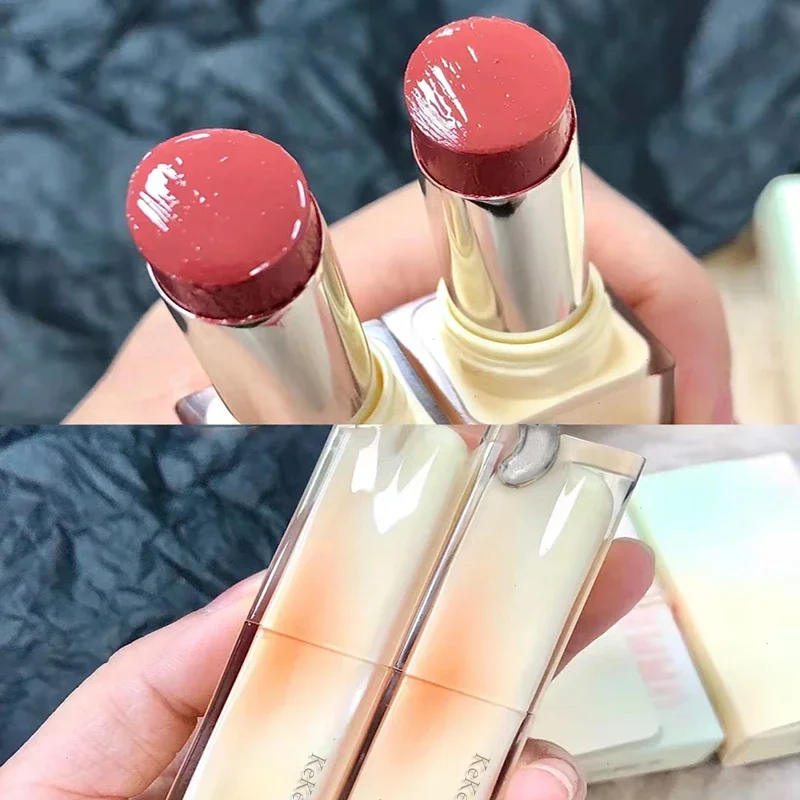 Heallor-Bálsamo labial de cristal rojo y marrón, bálsamo labial de gelatina, espejo hidratante, luz de agua, esmalte de labios sólido, tinte de labios rojo, Cosmet de maquillaje