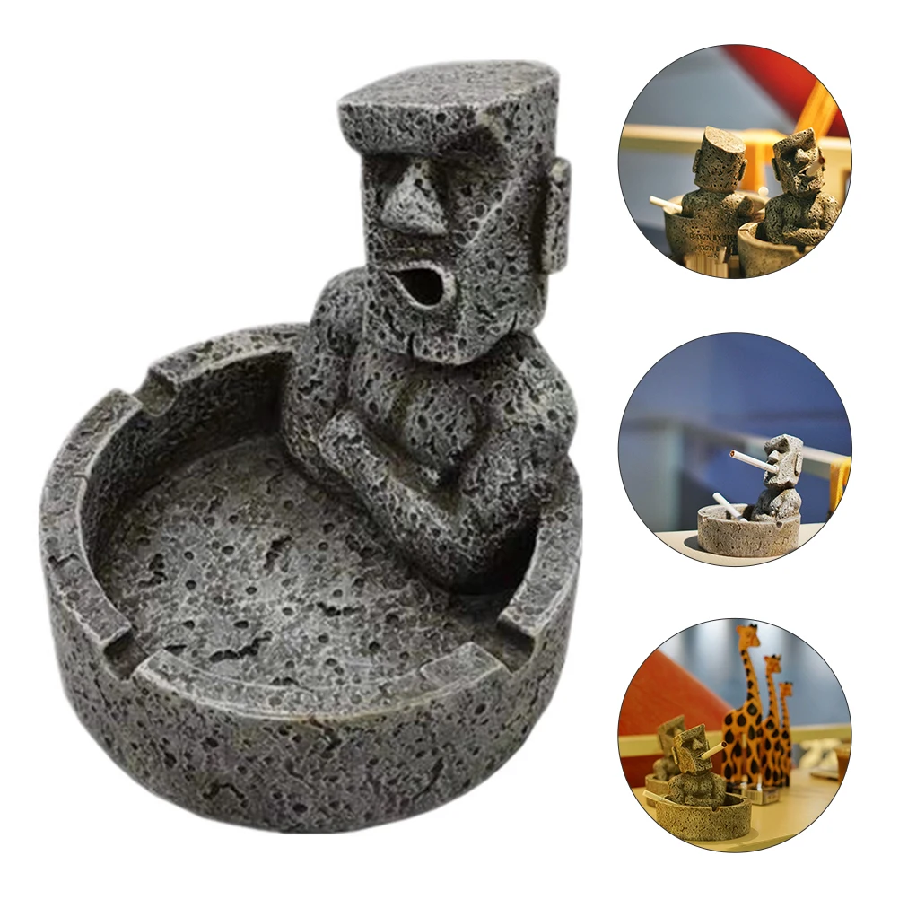 

Moai Stone Ashtray Resin Cigarette Smoking Home Decorative Creative Ornament Desktop Gift For Men Father Husband