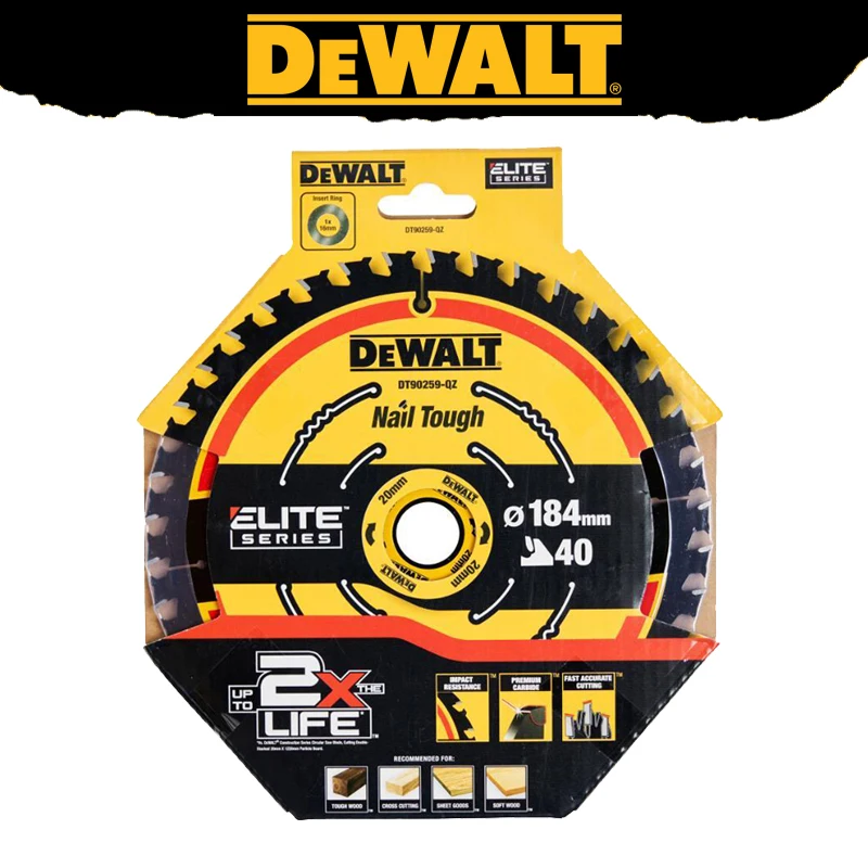 

DEWALT DT90259 Экстремальное полотно циркулярной пилы 184 мм X 40T Многоцелевые насадки для деревообрабатывающего режущего инструмента