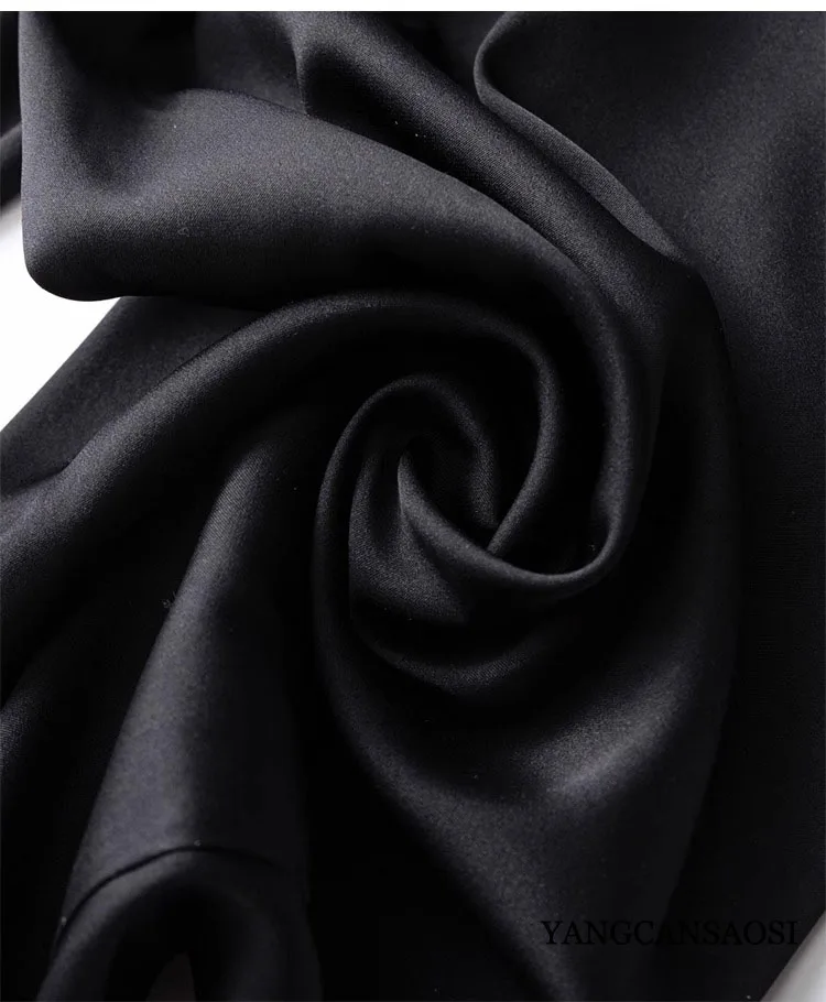 Pocket Design 93% Natural Mulberry Silk Elastic Double Qiao Satin Black Drape Comfortable Women's Fashionable Casual Pants