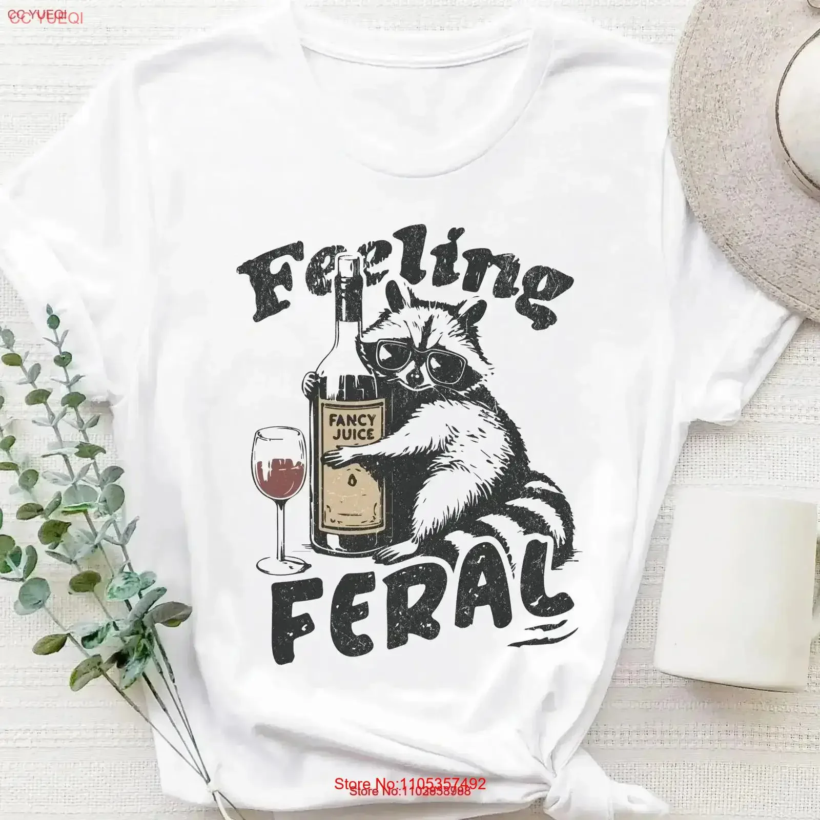 Feeling Feral T-Shirt, lustiges Waschbär-Meme, sarkastisch, Angst, psychische Gesundheit, Mädchen, Y2K, Vintage, gewaschen, bequem, grafisch