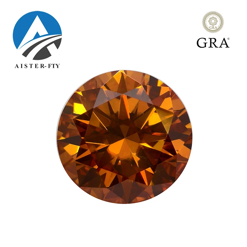 

Orange Color Round Cut Moissanite Loose Stone 3EX Positive Pass Diamond Tester with GRA Report