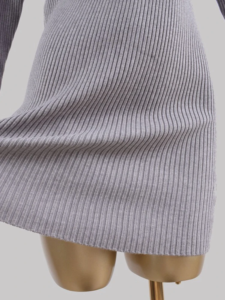 ชุดเดรสเซ็กซี่หรูหราสำหรับผู้หญิง ฤดูใบไม้ร่วง คอวีลึก แขนยาว ทรงเข้ารูป เอวสูง สไตล์มินิเรโทรเก๋ไก๋ เหมาะสำหรับงานปาร์ตี้และคลับ