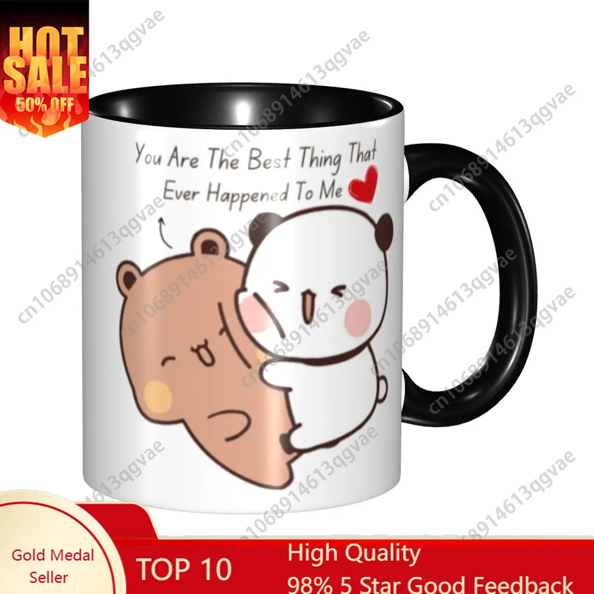 

Bubu Dudu Panda And Brownie Bear Couple Mugs Custom Coffee Ceramic Mug Cup Creative Gift