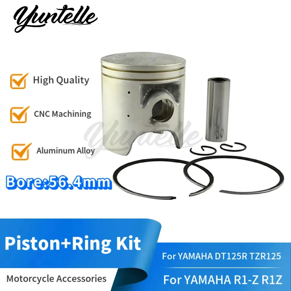 56.4mm Bore Engine Piston With Ring Kit  Assembly For YAMAHA DT125R R1-Z R1Z TZR125 DT 125R TZR 125 Motor Motorcycle Accessories