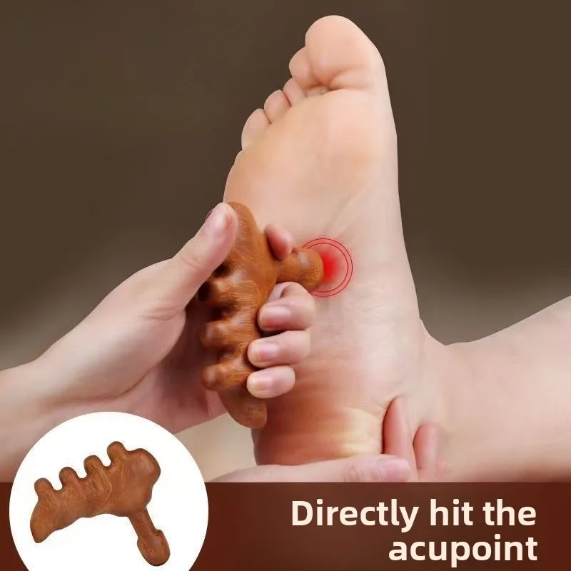 1 Set of Natural Wooden Acupressure Tools, Multifunctional Foot Reflexology and Neck Scraping Device, Ergonomic Trigger Point Ma
