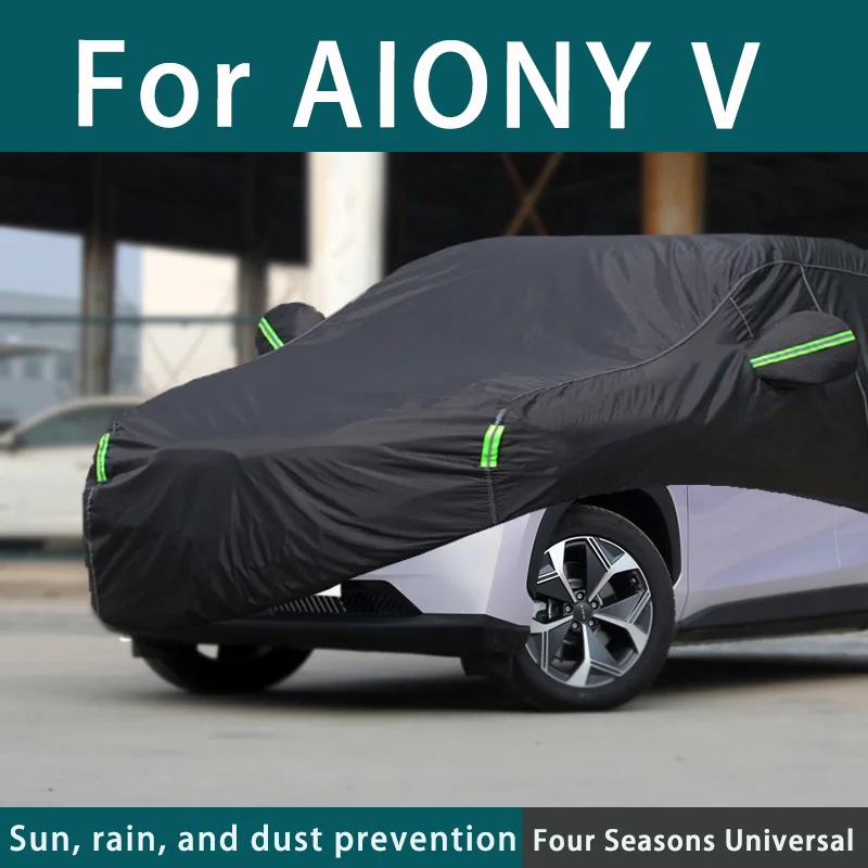 

For Aion V 210T Full Car Covers Outdoor Sun Uv Protection Dust Rain Snow Protective Anti-hail Car Cover Black Auto Cover