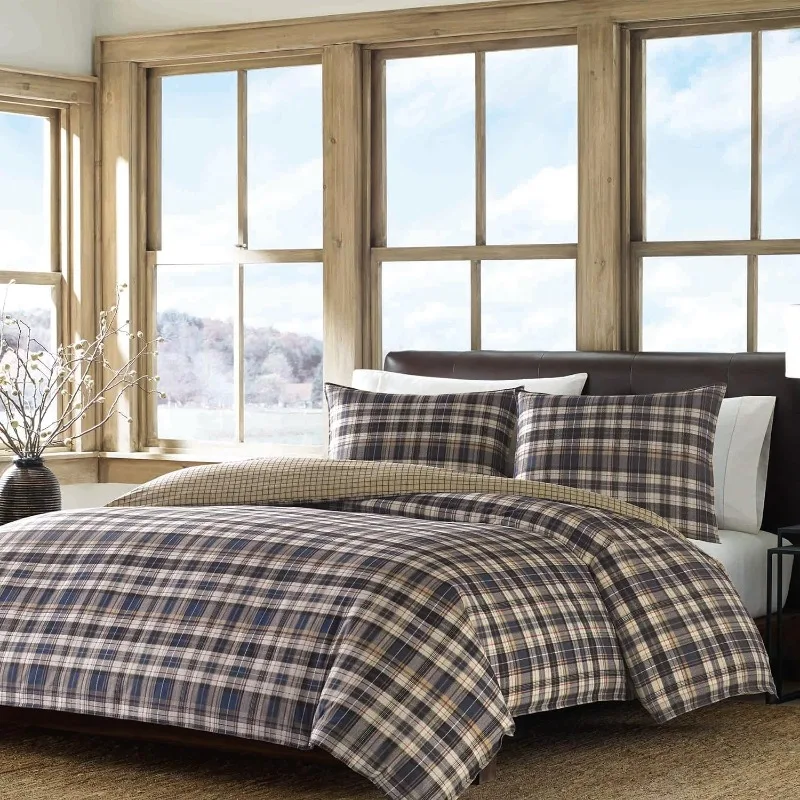 

Duvet Cover Set, Reversible Bedding with Matching Sham, Plaid Home Decor for All Seasons