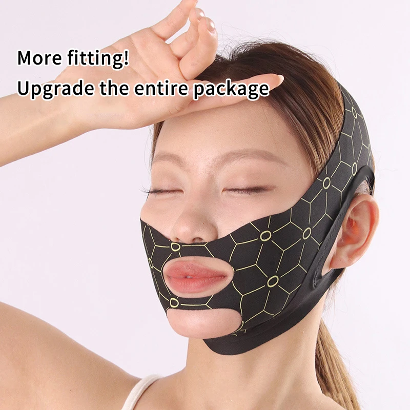 حزام مرن على شكل V لتشكيل الوجه، قناع تنحيف الوجه، مزيل الذقن المزدوج، ضمادة تنحيف الوجه، أجهزة رفع خط الفك