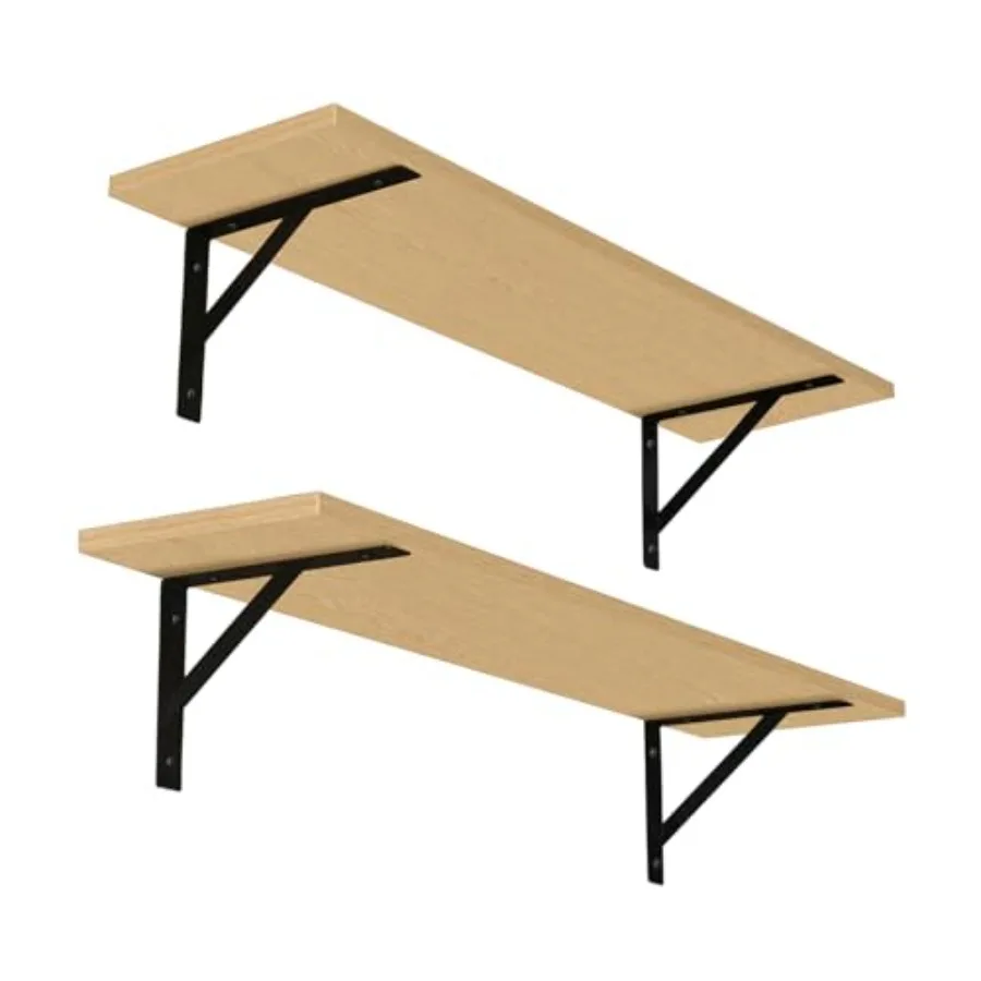 

Long Wall Shelves, Wall Mounted Shelves Set of 2, Easy-to-stall, Wall Storage Ledges with Sturdy Metal Brackets for Livg Room,