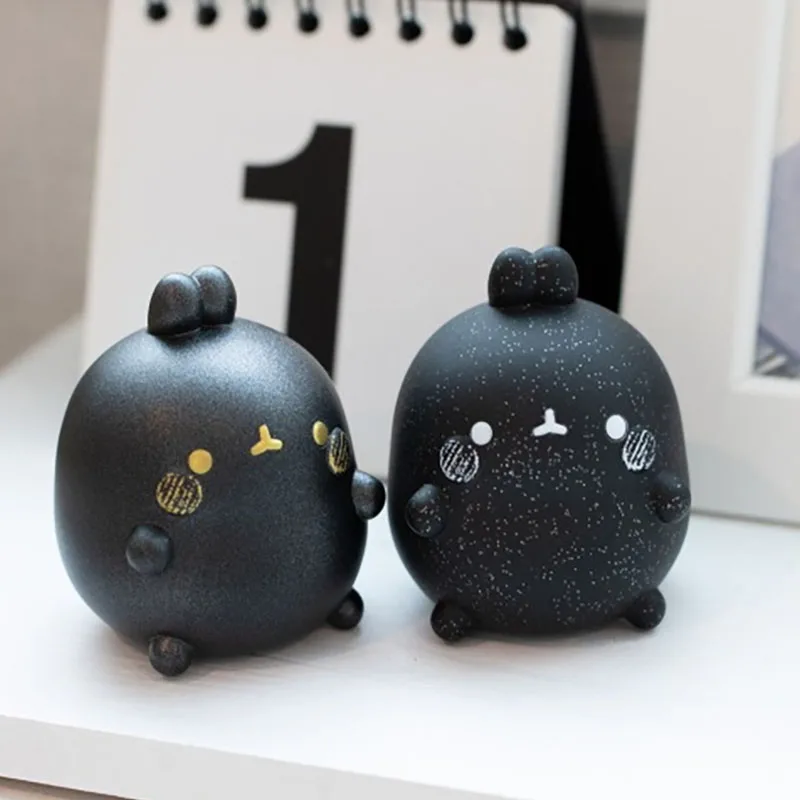 Cute TOMY X Molangs Action Figures Toys The Black Mo-Langs Rabbits Series Anime Figures Kids Gifts Collectible Dolls