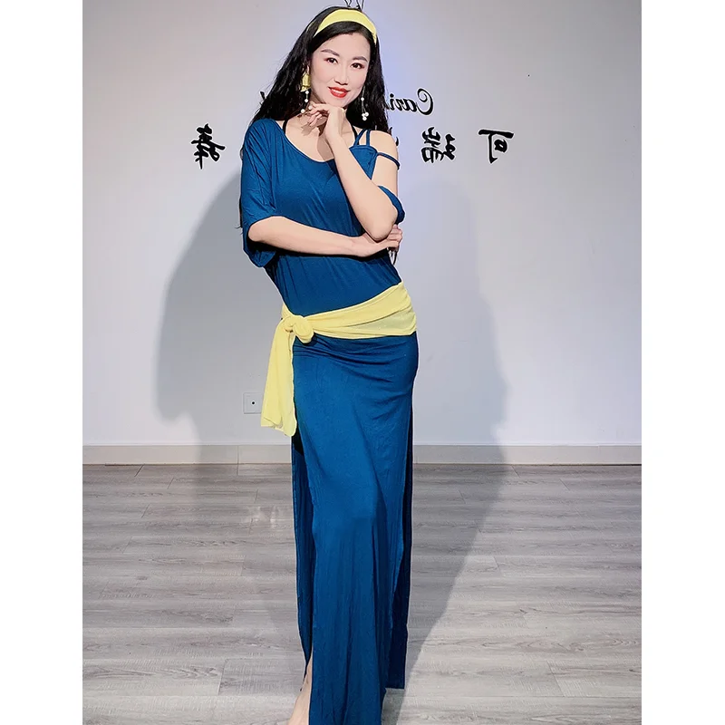 Aangepaste buikdans gewaad oefenkostuum nieuwe volksstijl modale baladi prestatiekostuum teamkostuum oosterse dans