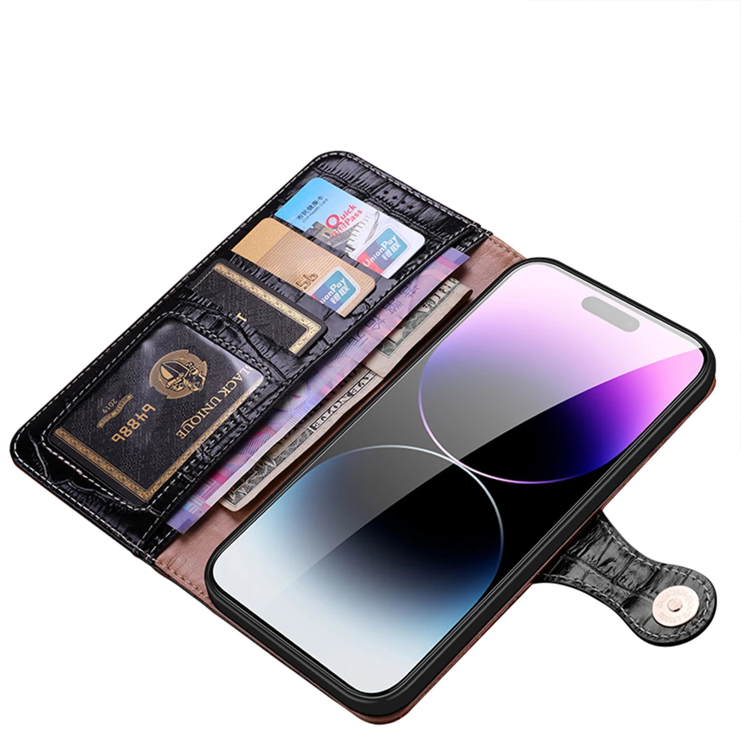 100% جلد طبيعي التمساح الملمس فتحة للبطاقات غطاء المحفظة ل TCL 505 505s 503 501 Filp زر مغناطيسي للصدمات جراب هاتف