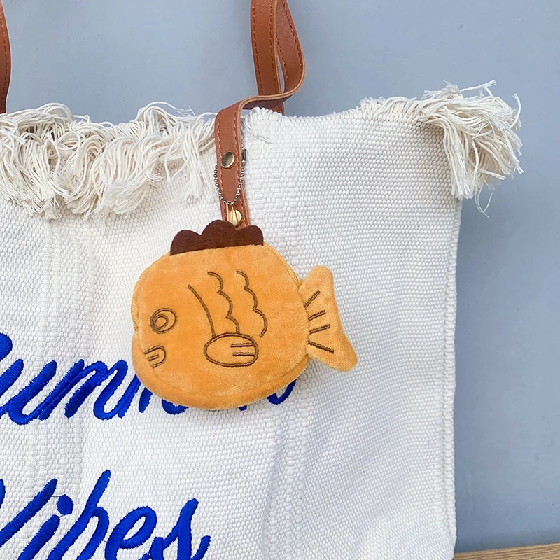 Porte-clés de poupée de dessin animé pour femmes, mignon, en peluche, cadeaux pour filles, Design créatif Taiyaki, porte-clés de voiture, vente en gros