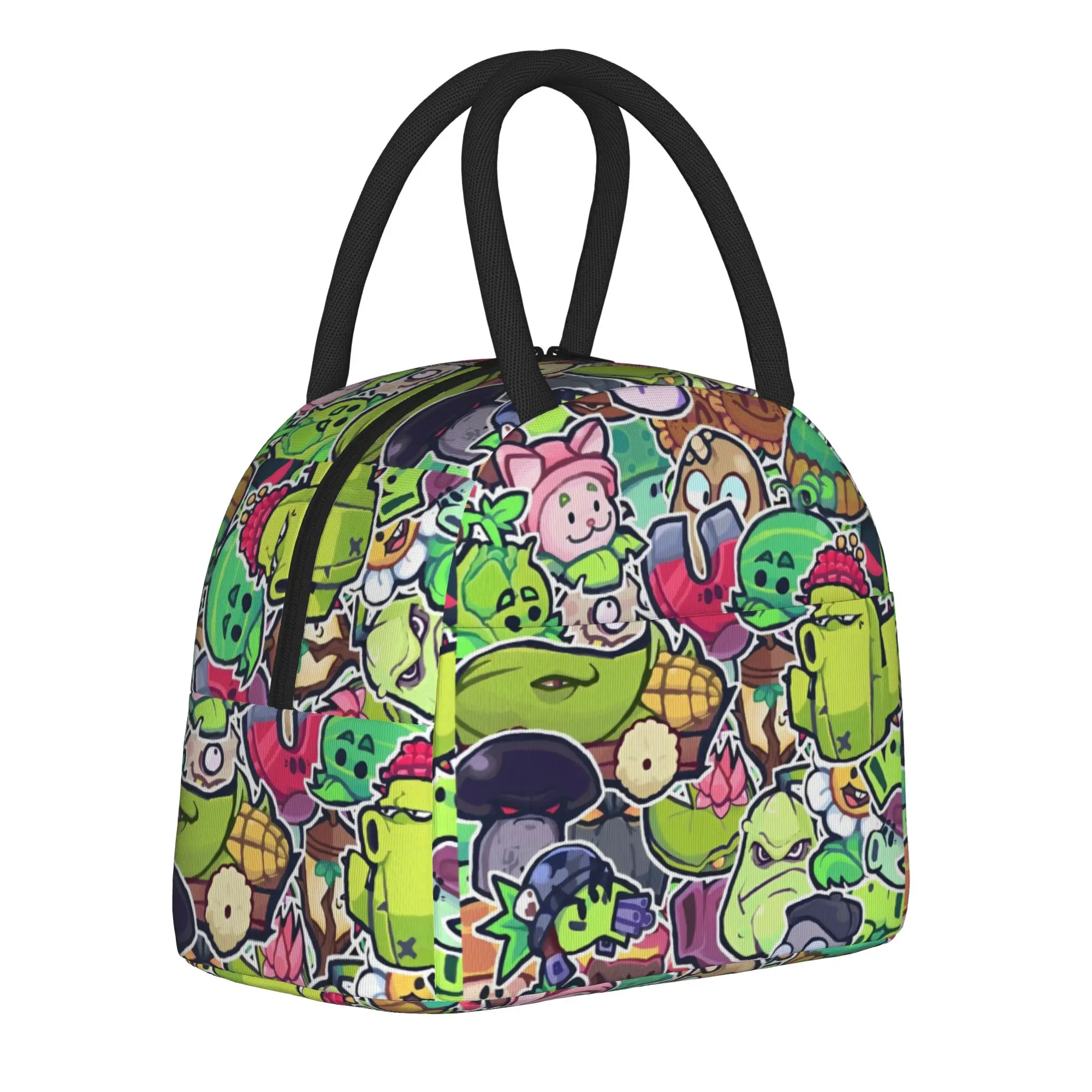 Plants-vs-Zombie cartoon games Thermal Insulated Lunch Bag for School  Reusable Food Bag Men Women Cooler Thermal Lunch Boxes