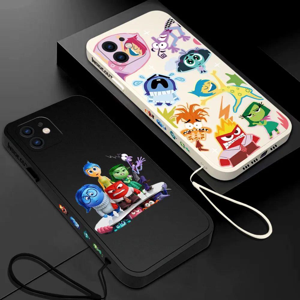 Inside Out Disney Phone Case For OPPO Reno 3 4 8 8T 8Z 7 7Z 6 5 Pro Plus 4G 5G Liquid Soft Silicone Cover With Hand Strap