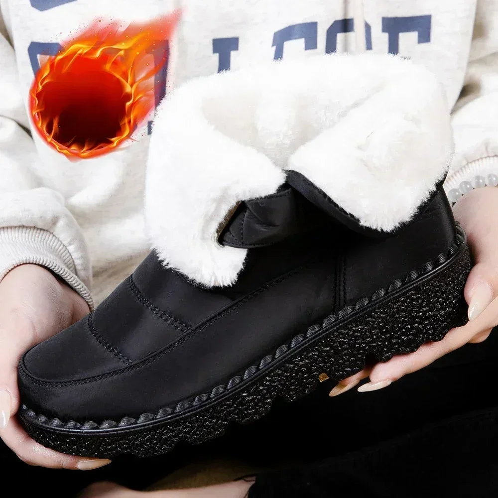 Waterproof Boots for Women Casual Winter Women Ankle Boots Warm Plush Soft Platform Snow Boots 2025 Slip on Cotton Padded Shoes