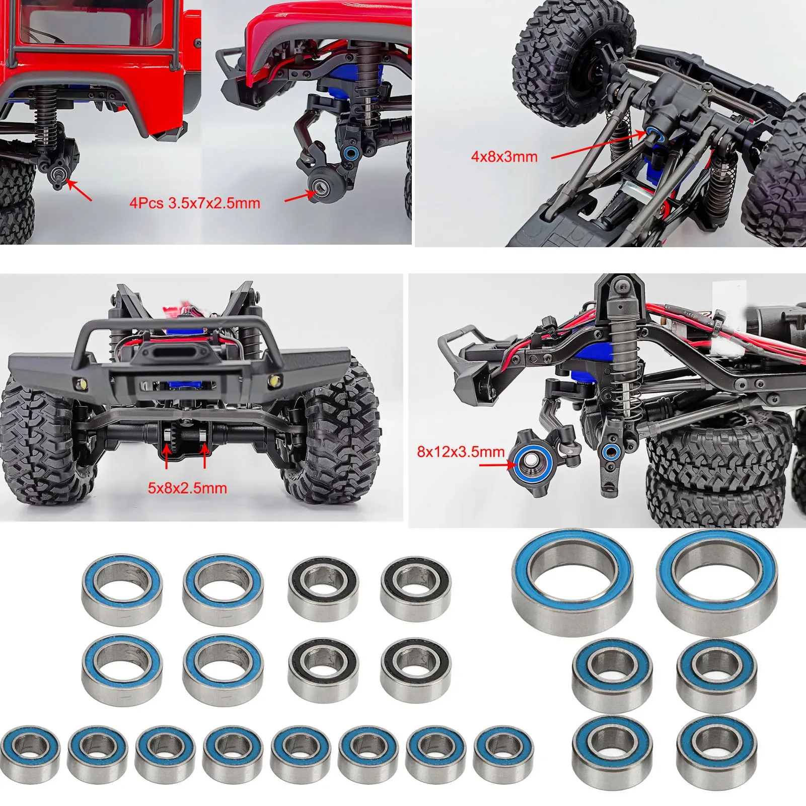 RC Bearing Kit Stainless Steel Ball Bearings Accessories for Traxxas TRX4M 1/18 RC Crawler Car Upgrade Parts RC Bearings