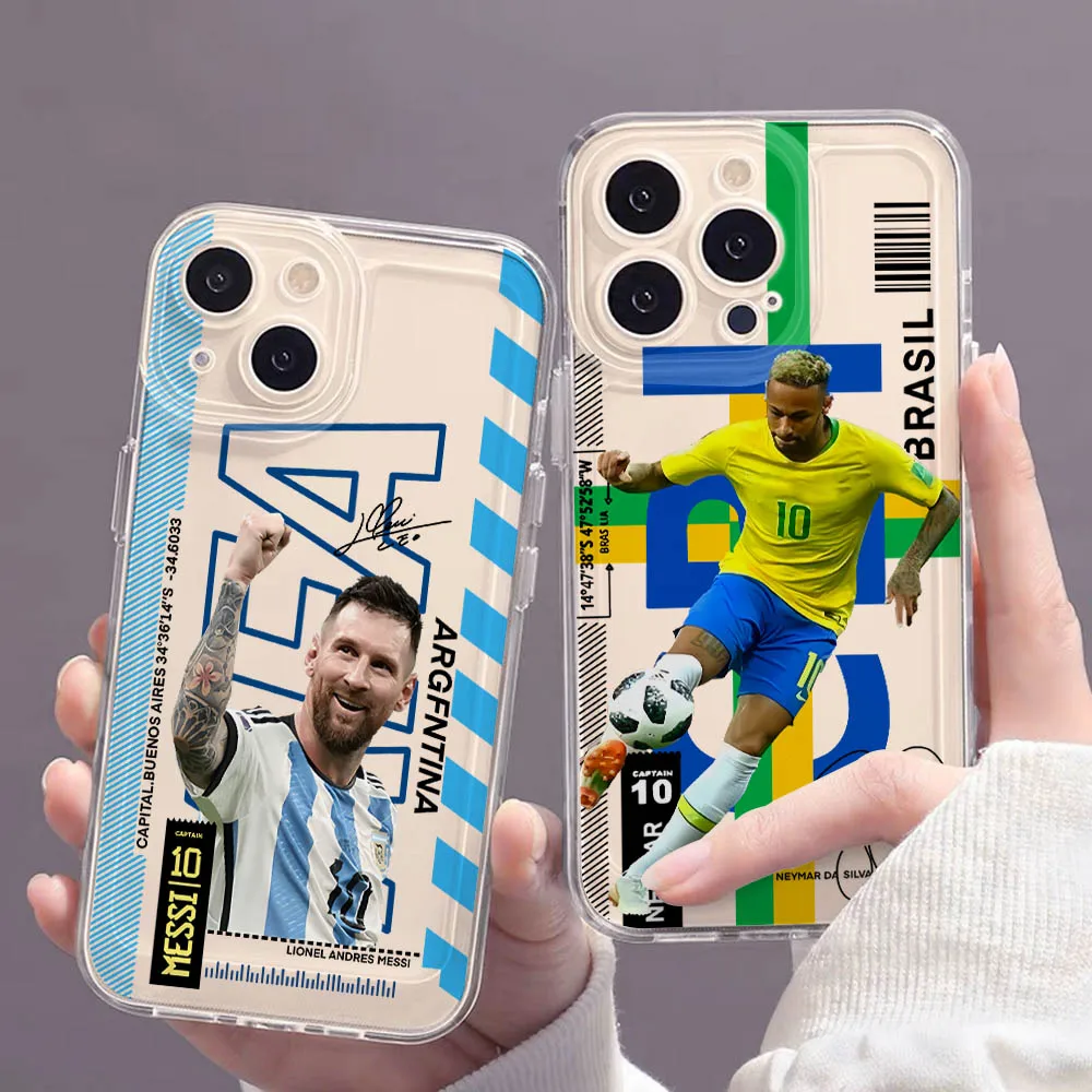 NO.10 M-Messi C-CR7 حافظة لهاتف Xiaomi Redmi Note 13 12 11 11S 10 10S 9 9S 8 Pro Plus 13C 12C 10C 4G 5G غطاء ناعم شفاف