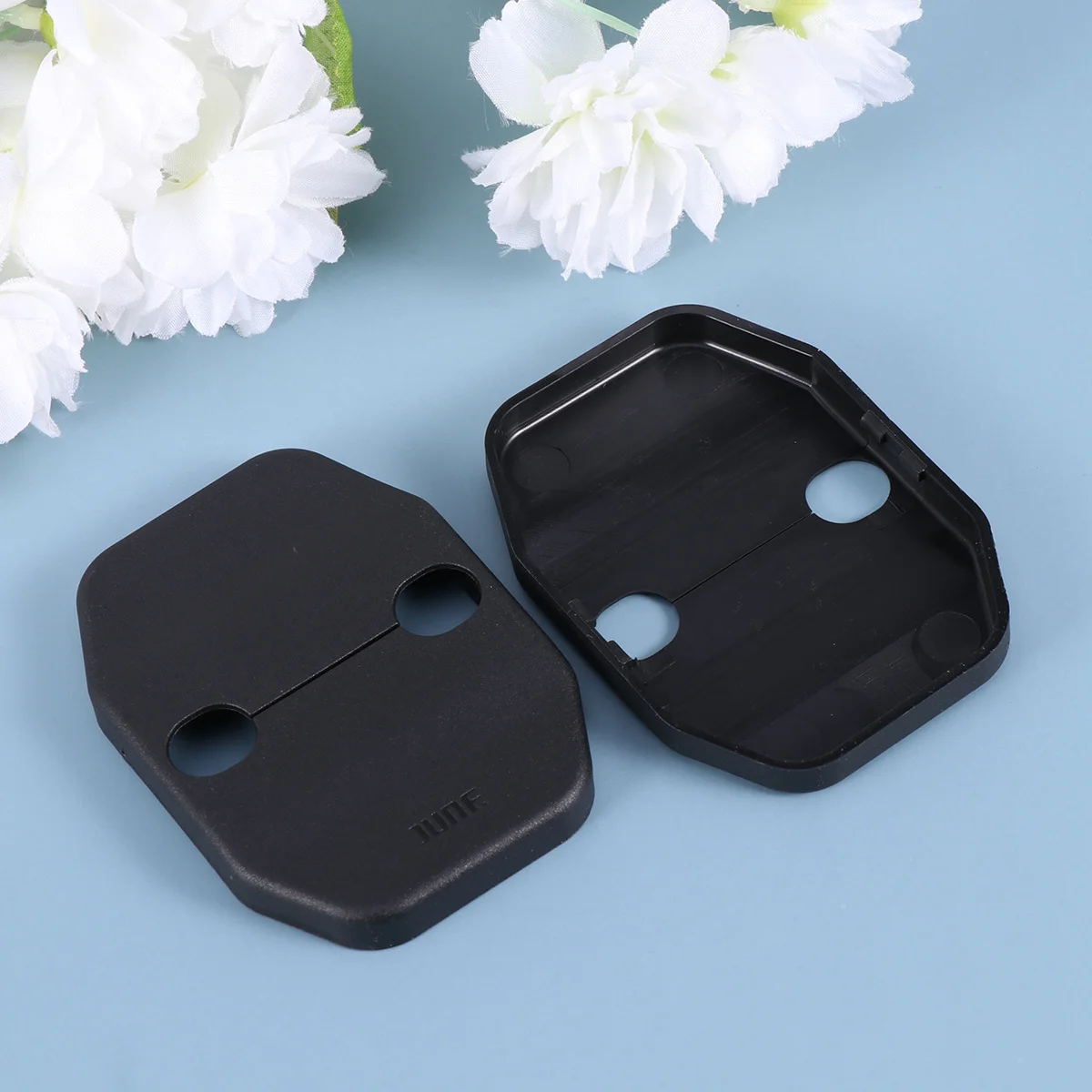 

4Pcs ABS Car Door Lock Buckle Cover Black Protective Trim Snap Fit No Tools Needed for Installation