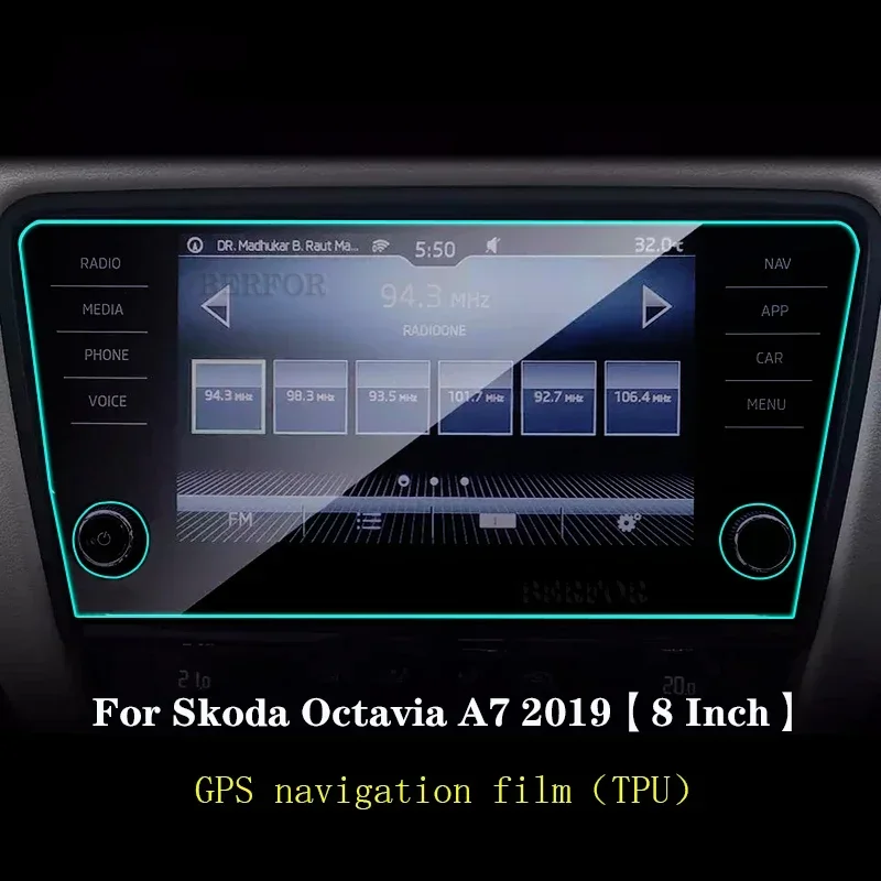 8 inch For Skoda Octavia A7 2019 Car GPS navigation Protective film LCD screen TPU Protective film Screen protector decoration