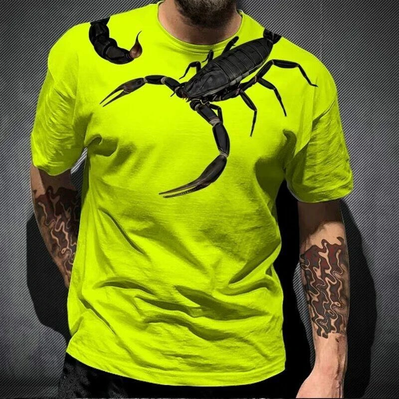 Animal Cool Scorpion 3D  Printed T-shirt Mens Summer Streetwear Hip Hop Tees Trend Personality  Casual O Neck Short Sleeve Tops