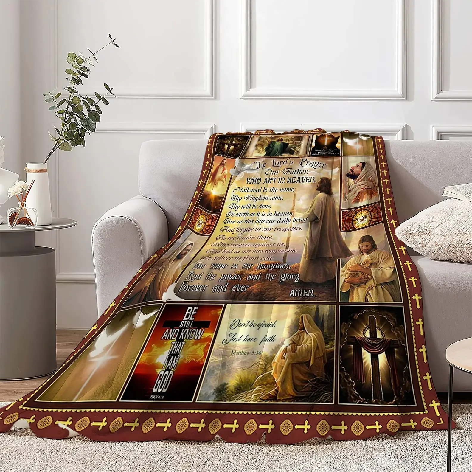 Jesus Catholic Gifts Throw Blanket Ultra Soft Warm Flannel Divine Mercy Blanket Religious Christian Gifts for Women Men Blankets
