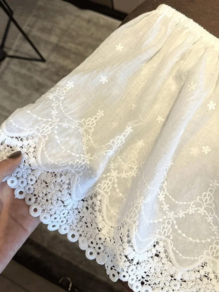 

Женская короткая юбка с высокой талией и кружевом, осенняя, утягивающая, многослойная, базовая, в корейском стиле, А-силуэт