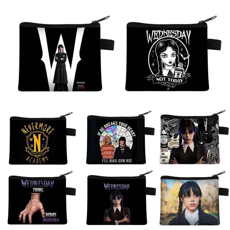 Wednesday Addams and Enid Coin Bags Cartoon Nevermore Academy Wallet Ladies Storage Organizers  Bags Gothic Girl Coin Purse