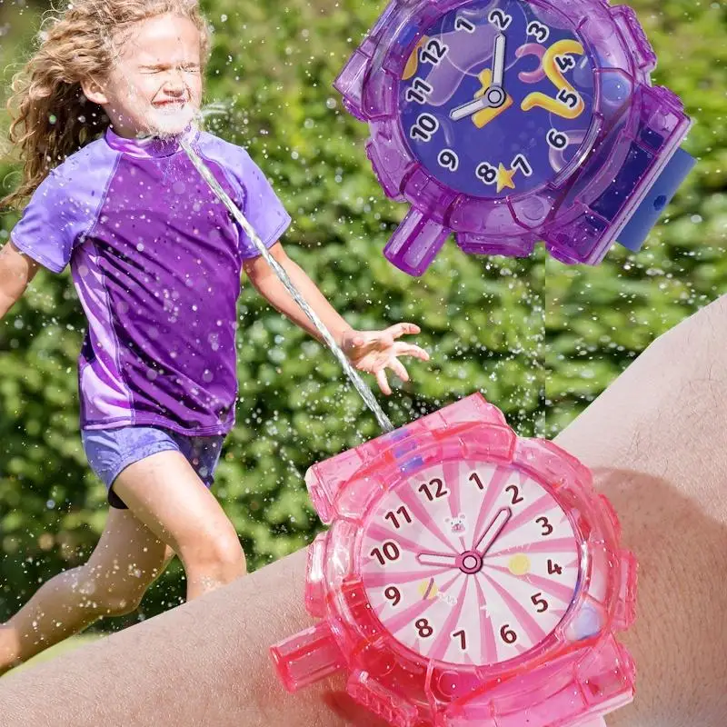 2Pcs Water Squirter Toy Wrist Watch Pattern Durable Design for Kids Summer Splash Beach Pool Party Gift