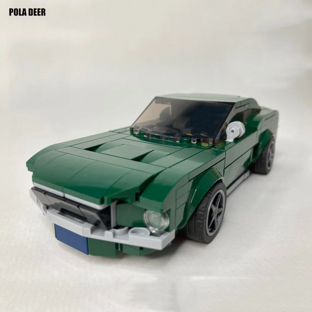 Poladeer 288 Pcs GT 1968 Fastback Sports Car Small Particles Assembly Building Blocks Puzzle Model Collection Toy Holiday Gift