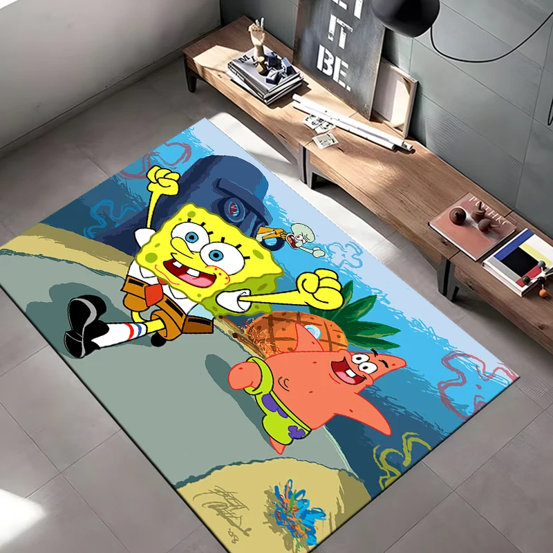 Alfombra de Bob Esponja de dibujos animados, Felpudo de área grande para el hogar, sala de estar, dormitorio de niños, sofá, Decoración, regalo