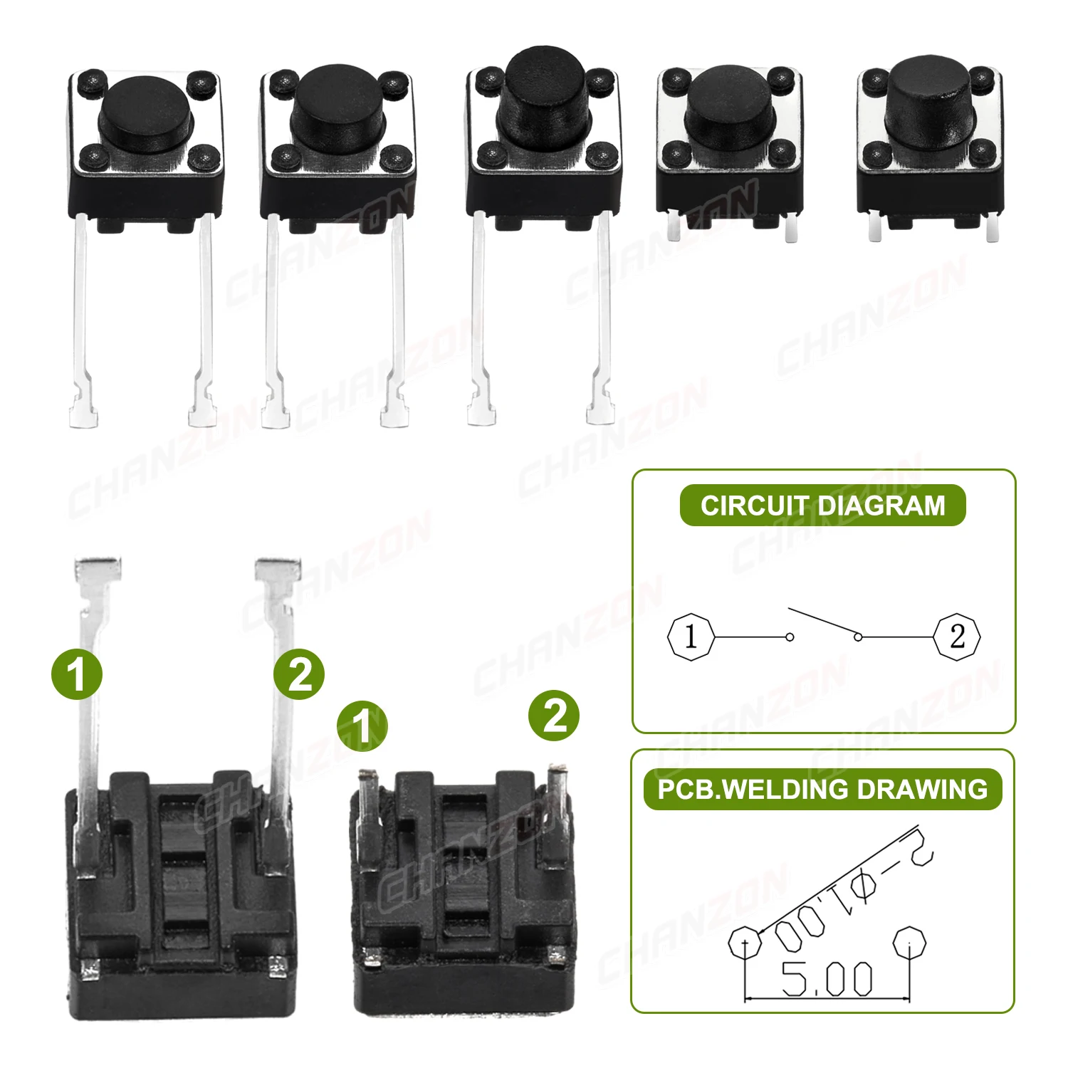 6x6mm Micro Push Switch Touch Button 4.3 5 6 7 mm Mini Tactile Pushbutton Toggle Pcb Momentary 2pin 4pin Push-button for Arduino