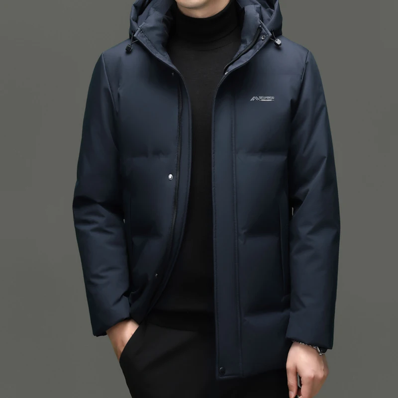 Настоящая 85% куртка-пуховик на гусином пуху, мужская роскошная зимняя уличная ветрозащитная толстая теплая куртка, мужская классическая куртка на гусином пуху