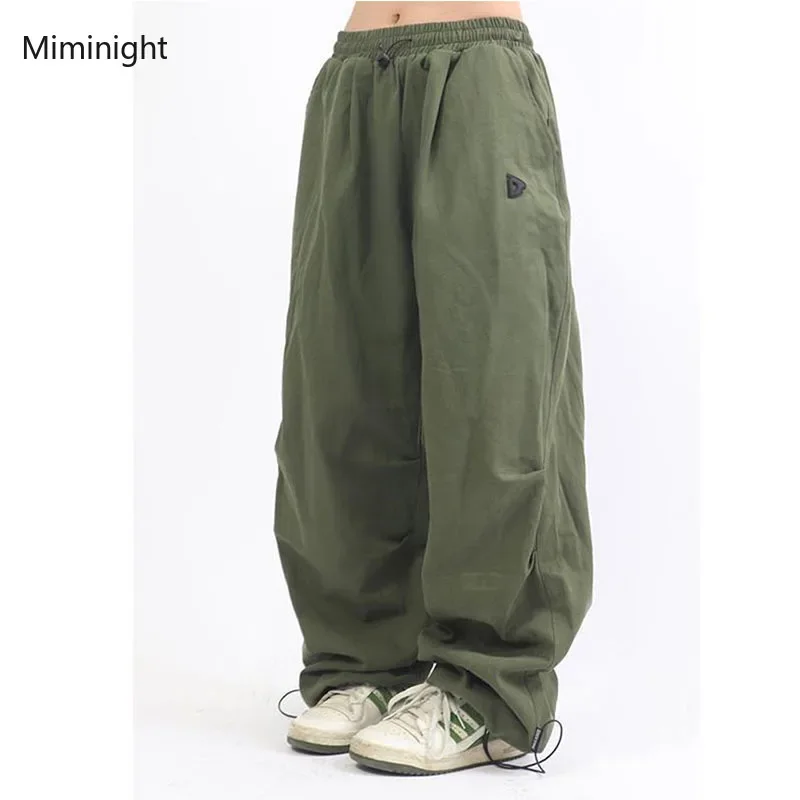 

Harajuku Cargo Parachute Pants Women Japanese Style Gorpcore Wide Leg Joggers Hippie Baggy Vintage Loose Sweatpants Trousers
