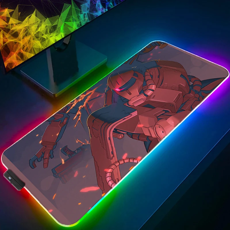 Alfombrilla de Ratón RGB para Juegos, Accesorios de Anime Mobile Suit Gundam, Alfombrilla Grande XXL para Teclado, Tablet y Ratón, para Escritorio de PC
