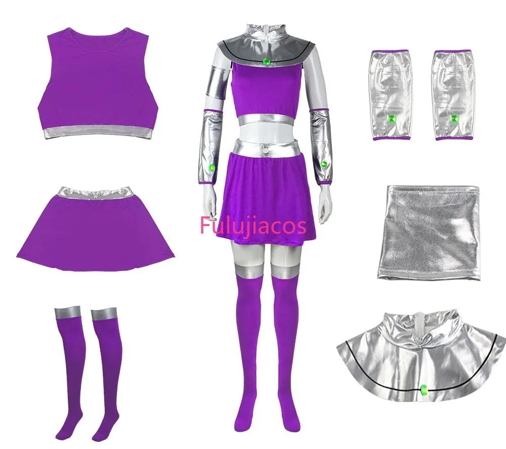 

Fulujiacos Titans Raven Cosplay Costume Super Hero Starfire Outfit Costume