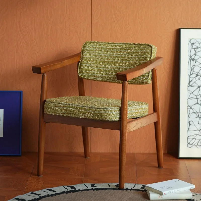 Mailang medieval white oak solid wood soft bag retro modern armchair, desk chair