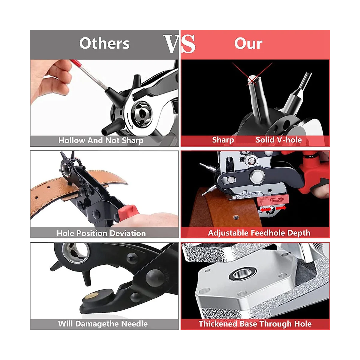 Heavy Belt Punch Pliers for Leather, Leather Belt Puncher Hole Pliers with Lever Transmission for Punching Belts