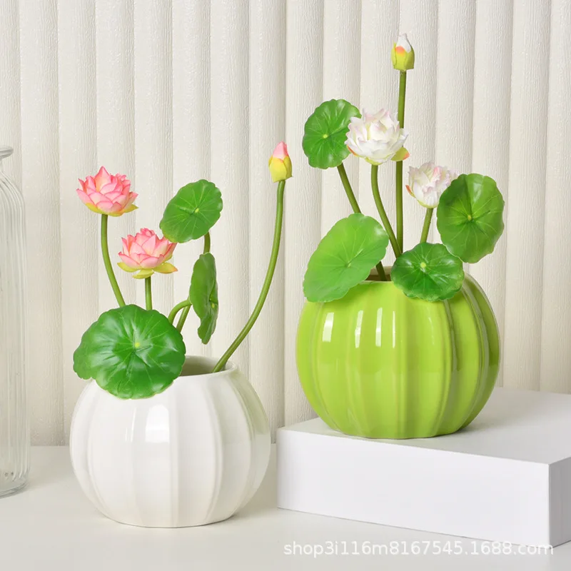 CX Ceramic Pumpkin Vase Home Ornaments Living Room Potted Colorful Crafts Wedding Housewarming